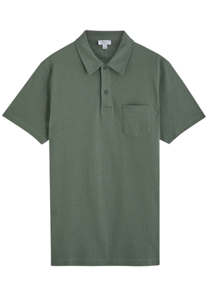 Sunspel Riviera Woven Cotton Polo Shirt - Green - XL