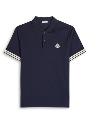 Moncler Piqué Cotton Polo Shirt - Navy - M