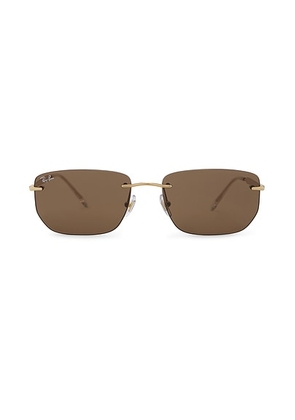 Ray-Ban RB3768 Rectangular Rimless Sunglasses in Arista & Dark Brown - Brown. Size all.