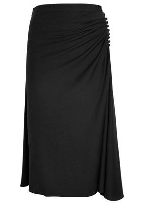 Dries Van Noten Hevira Ruched Cotton Midi Skirt - Black - XS (UK6 / XS)