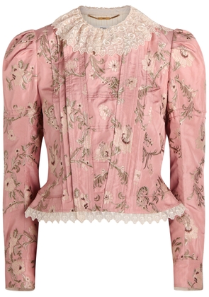 Chloe Floral-jacquard Silk-blend Jacket - Light Pink - 40 (UK12 / M)