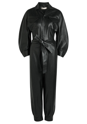 Skiim Ophelia Belted Leather Jumpsuit - Black - 36 (UK8 / S)
