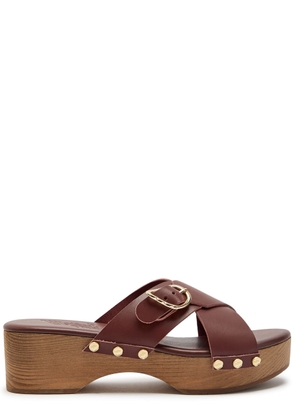 Ancient Greek Sandals Marilisa Cross-over Leather Clogs - Brown - 39 (IT39/ UK6)