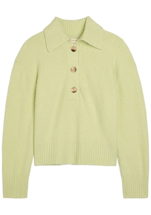 Free People Trading Up Cotton-blend Polo Jumper - Green - M (UK 12-14 / M)