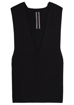 Rick Owens V-neck Ribbed Wool Tank - Black - L