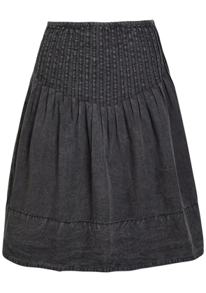 Free People Peyton Pintuck Cotton Skirt - Charcoal - 2 (UK6 / XS)