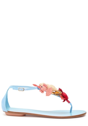 Aquazzura Marea Appliquéd canvas Sandals - Turquoise - 41 (IT41 / UK8)