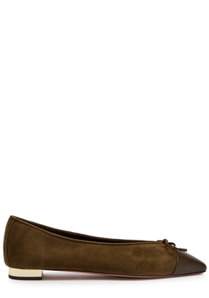 Aquazzura Gioia Suede Ballet Flats - Khaki - 39 (IT39 / UK6)