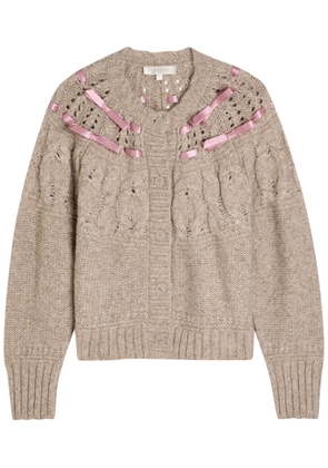 Loveshackfancy Clementian Bow-appliquéd Alpaca-blend Cardigan - Cream - M (UK12 / M)