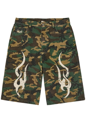 Chew Forever Tribal Camo-printed Denim Shorts - Multicoloured 1 - XL