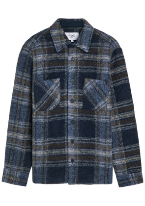 Wax London Whiting Checked Wool-blend Overshirt - Navy - M