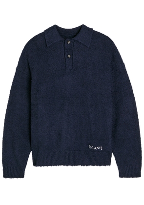 Picante Shaggy Logo-embroidered Cotton-blend Polo Jumper - Navy - L