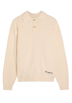 Picante Shaggy Logo-embroidered Cotton-blend Polo Jumper - Ivory - XL