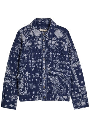 Free People Bandana-jacquard Cotton Overshirt - Indigo - M (UK 12-14 / M)