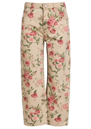 Free People Deep Trance Floral-print Straight-leg Cropped Jeans - Multicoloured - 27 (W27 / UK8-10 / S)
