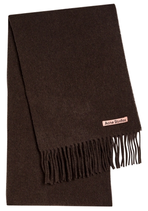 Acne Studios Canada Skinny Fringed Wool Scarf - Brown - One Size