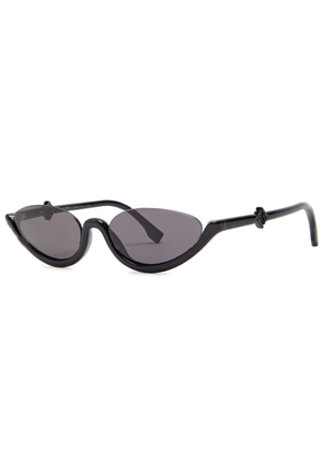Fendi Oval-frame Sunglasses - Black - One Size