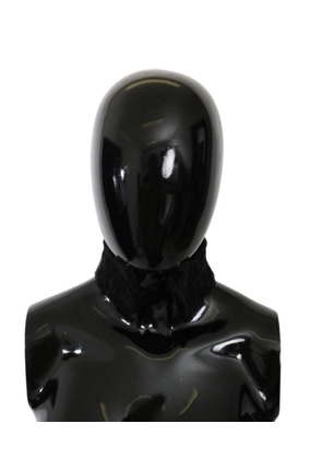 Dolce & Gabbana  Black Fur Neck Collar Wrap Lambskin Scarf