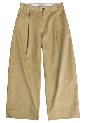 Studio Nicholson Peached Pleated Wide-leg Cotton-twill Trousers - Tan - L