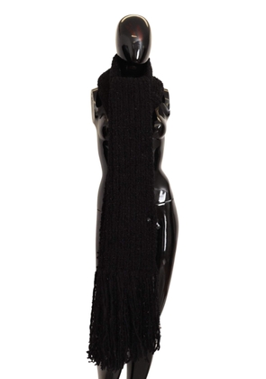 Dolce & Gabbana Black Virgin Wool Knitted Wrap Shawl Scarf