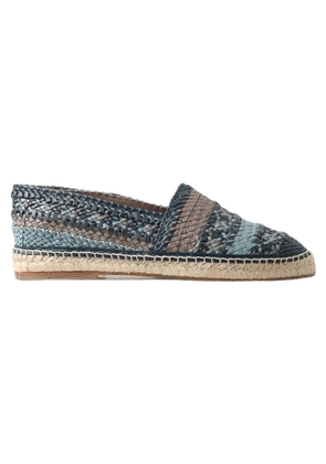 Dolce & Gabbana Blue Gray Leather Buffalo Espadrille  Shoes - EU39/US6