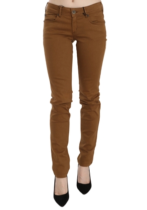 Plein Sud Brown Cotton Mid Waist Skinny Slim Fit Denim Jeans - W27