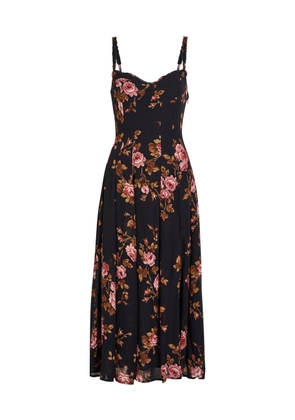 Reformation Katara Floral-print Georgette Midi Dress - Black - 2 (UK6 / XS)