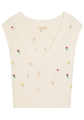 Free People Plumeria Floral-embroidered Cotton Vest - Ivory - M (UK 12-14 / M)