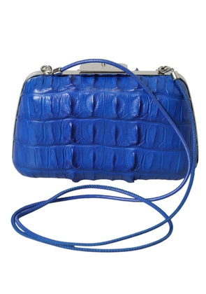 Balenciaga Electric Blue Crocodile Skin Clutch