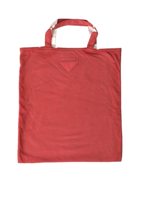 Prada Chic Red and White Fabric Tote Bag