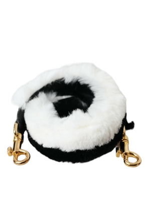 Black White Lapin Fur Accessory Shoulder Strap