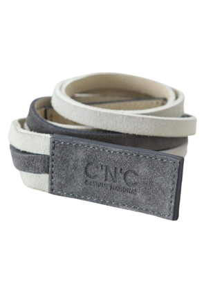 Costume National White Velvet Square Logo Design Waist Belt - 90 cm / 36 Inches