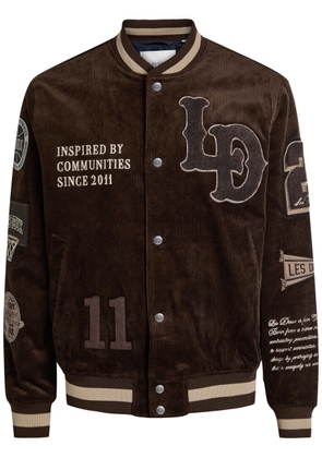 Les Deux Quilted Appliquéd Corduroy Varsity Jacket - Bronze - XL