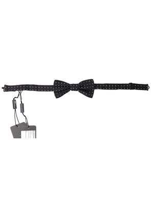 Black Polka Dot Silk Adjustable Men Neck Papillon Bow Tie