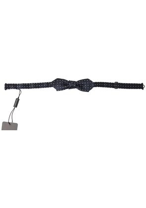 Blue Polka Dot Silk Adjustable Men Neck Papillon Bow Tie