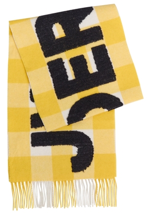 JW Anderson Logo Checked Wool-blend Scarf - Yellow - One Size