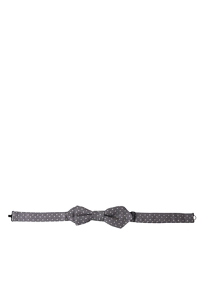 Dolce & Gabbana Gray Polka Dots Silk Adjustable Neck Papillon Bow Tie
