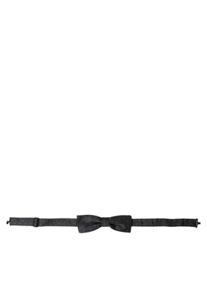 Dolce & Gabbana Gray Polka Dot Silk Adjustable Neck Men Papillon Bow Tie