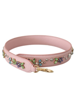Dolce & Gabbana Pink Leather Crystal Stud Accessory Shoulder Strap