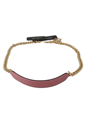 Dolce & Gabbana Pink Leather Gold Chain Accessory Shoulder Strap