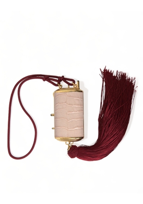 Dolce & Gabbana Pink Exotic Leather Mini Mirror Tassel Makeup Bag