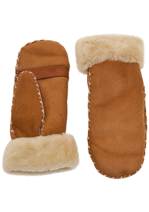 Agnelle Alix Shearling-lined Suede Gloves - Tan - 2 (M/L)