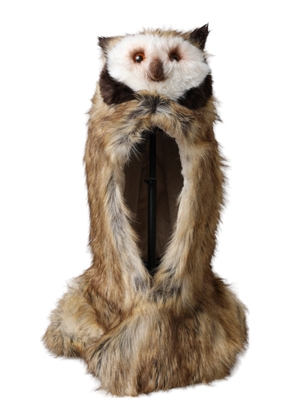 Brown Owl Faux Fur Whole Head Cap Hat