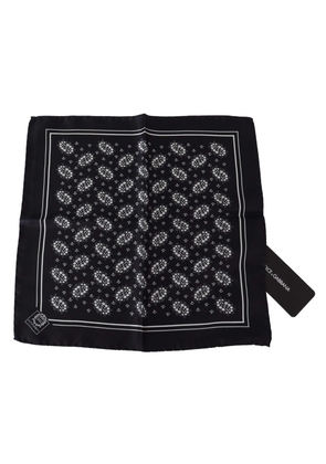 Dolce & Gabbana Black Patterned Square Scarf  Silk  Handkerchief