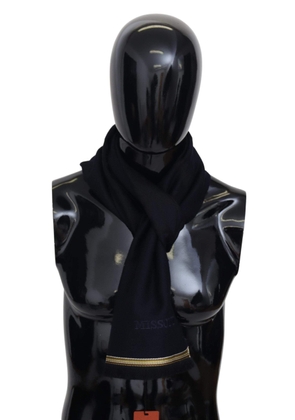 Missoni Black 100% Wool Unisex Neck Wrap Fringes Scarf