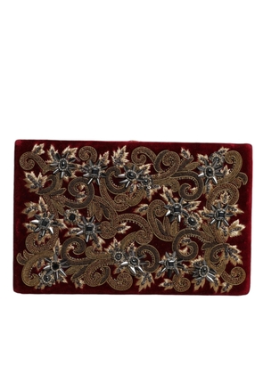 Red Velvet Gold Frame Clutch Evening Party Purse Bag