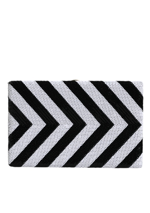 Black White Gold Frame Clutch Evening Party Purse Bag