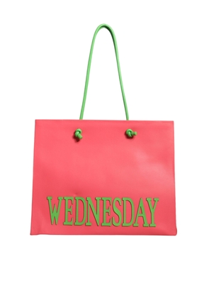 Pink Leather Weekend Wednesday Shopping Tote Bag