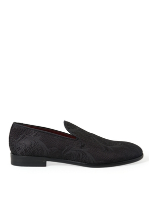 Elegant Black Brocade Dress Loafers - EU40.5/US7.5
