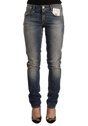 Acht Blue Washed Cotton Mid Waist Skinny Denim Jeans - W26